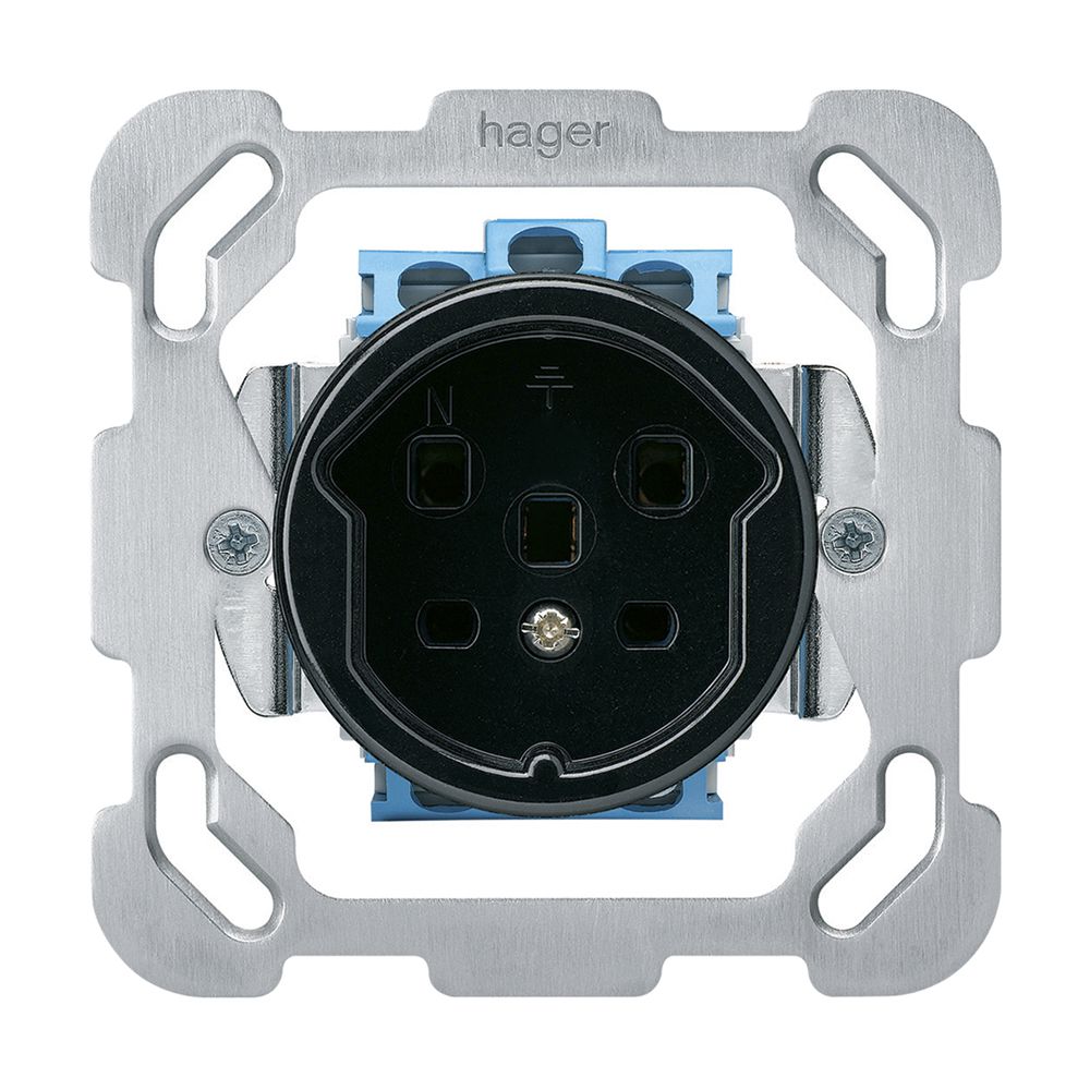 UP-Steckdose HA basico Typ 25 mit Befestigungsplatte mit Steckklemmen schwarz