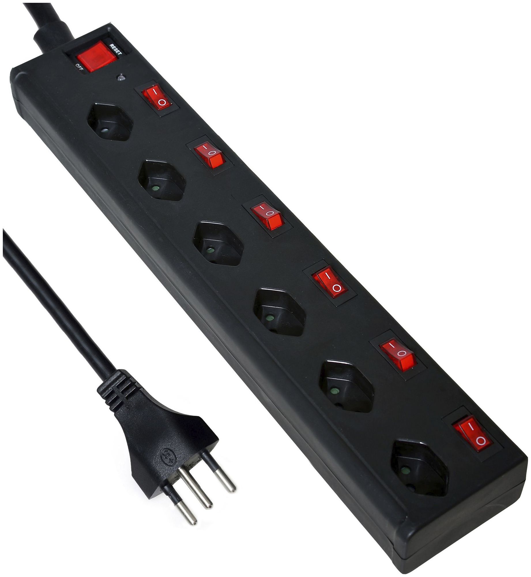 Prise multiple Plus 6×T13 2.0m câble sécurité enfants interrupteur noir