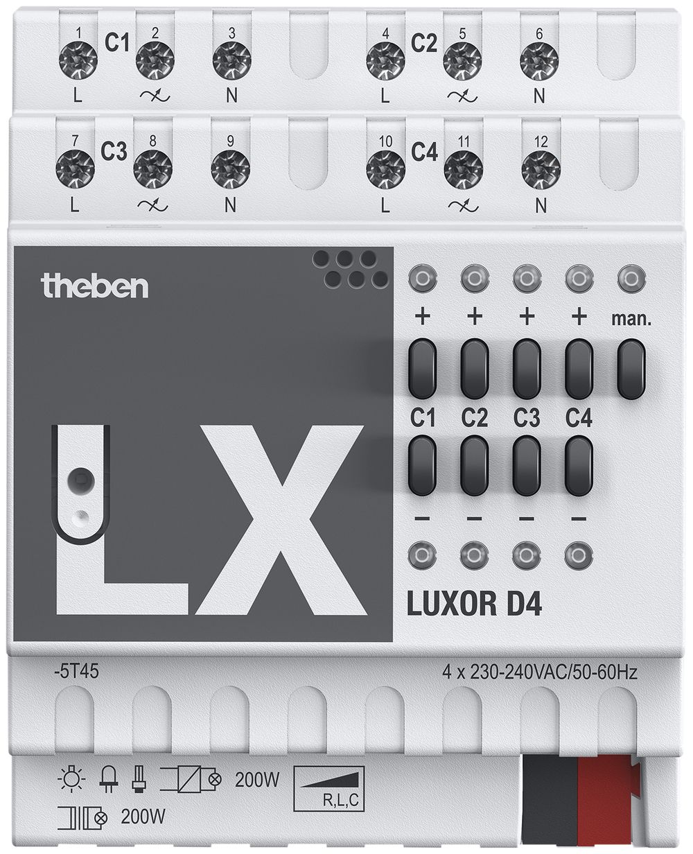 REG-Dimmaktor KNX Theben LUXORliving 4-Kanal