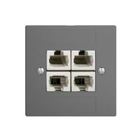 Insert p.prise de raccordement ENC 4×RJ45/u 4P sép.EDIZIOdue gris foncé ITplus