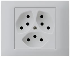 EB-Steckdose kallysto 3×T13 Bauart T m.EB-Dose G3 Abdeckrahmen steckbar hellgrau