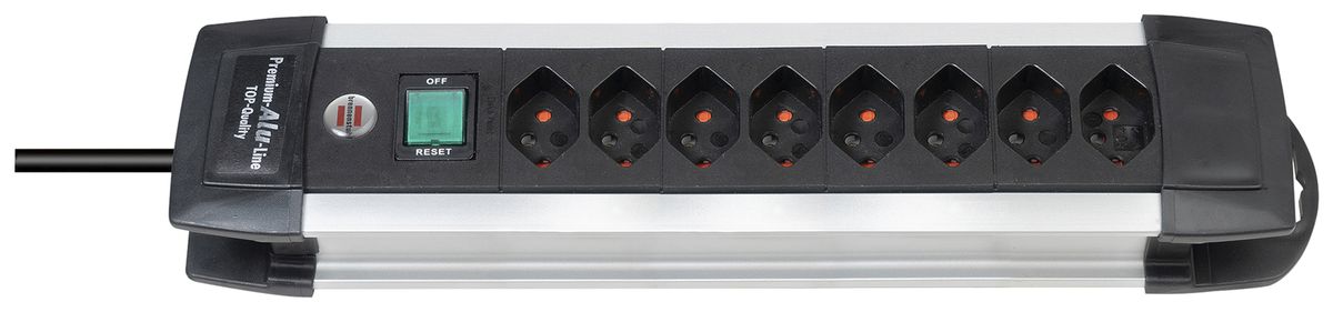 Prise multiple Brennenstuhl Premium-Alu-Line 10A I/O 8×T13 3m noir/aluminium