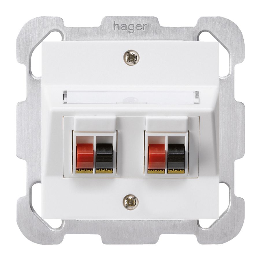 Prise ENC audio kallysto 2-fois blanc borne à étrier 2 haut-parleurs plaque fix.