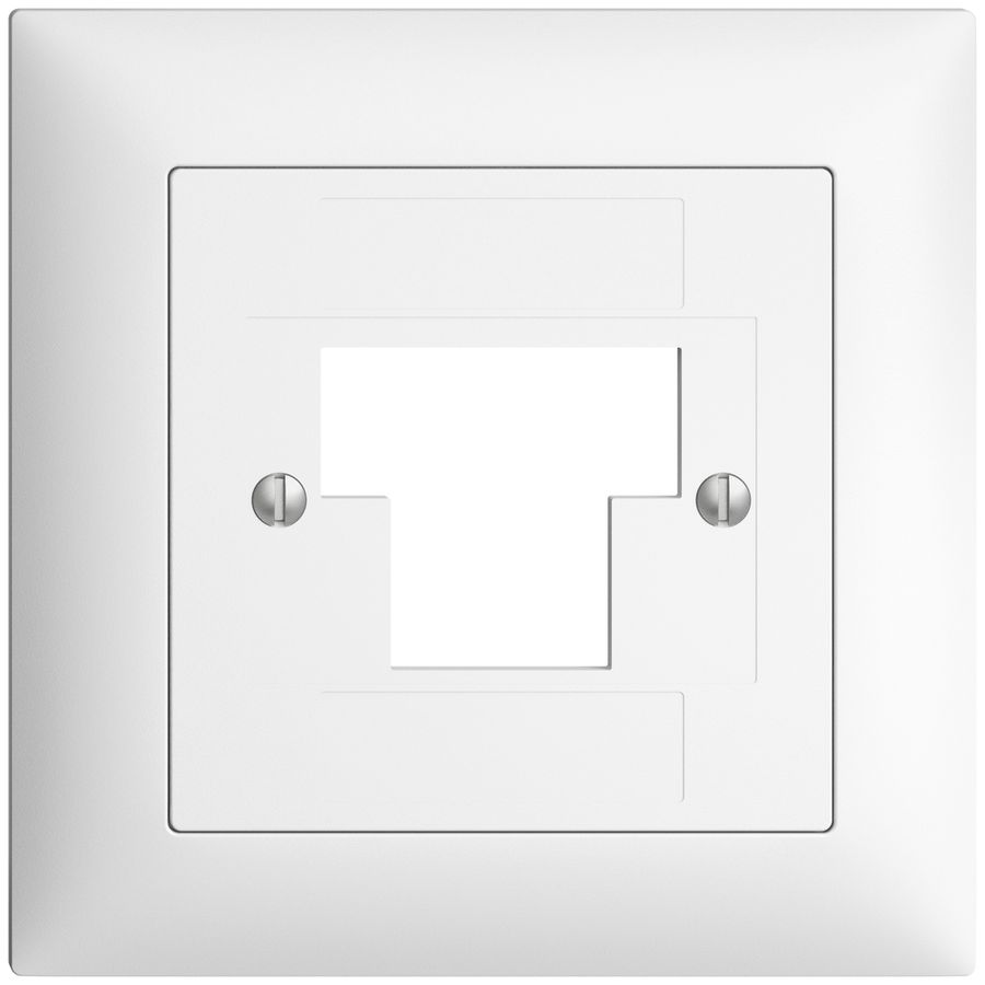 Frontset EDIZIOdue weiss 88×88mm 1×TT 2×RJ45