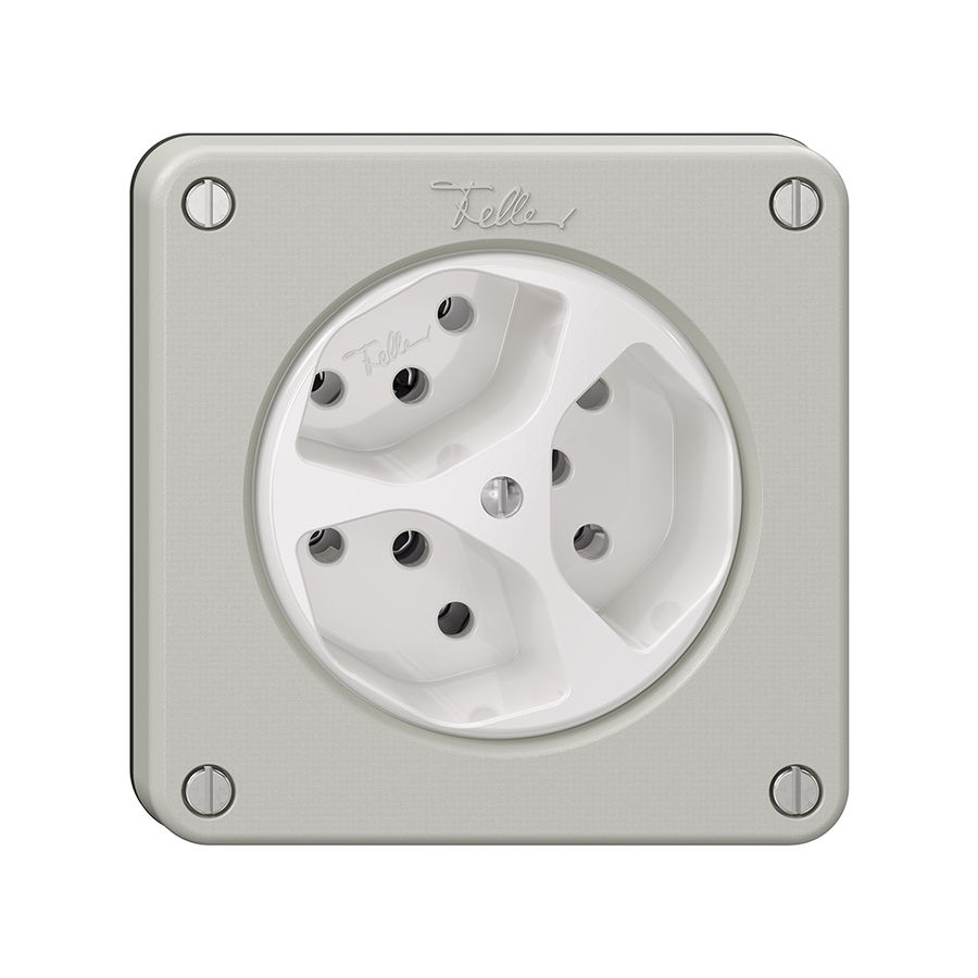 Steckdose NEVO, 3×T13, lichtgrau