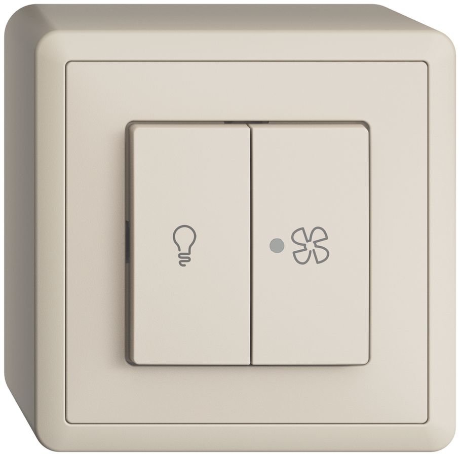 Interruttore AP per luce e ventilaz. EDIZIOdue cre.LED giallo