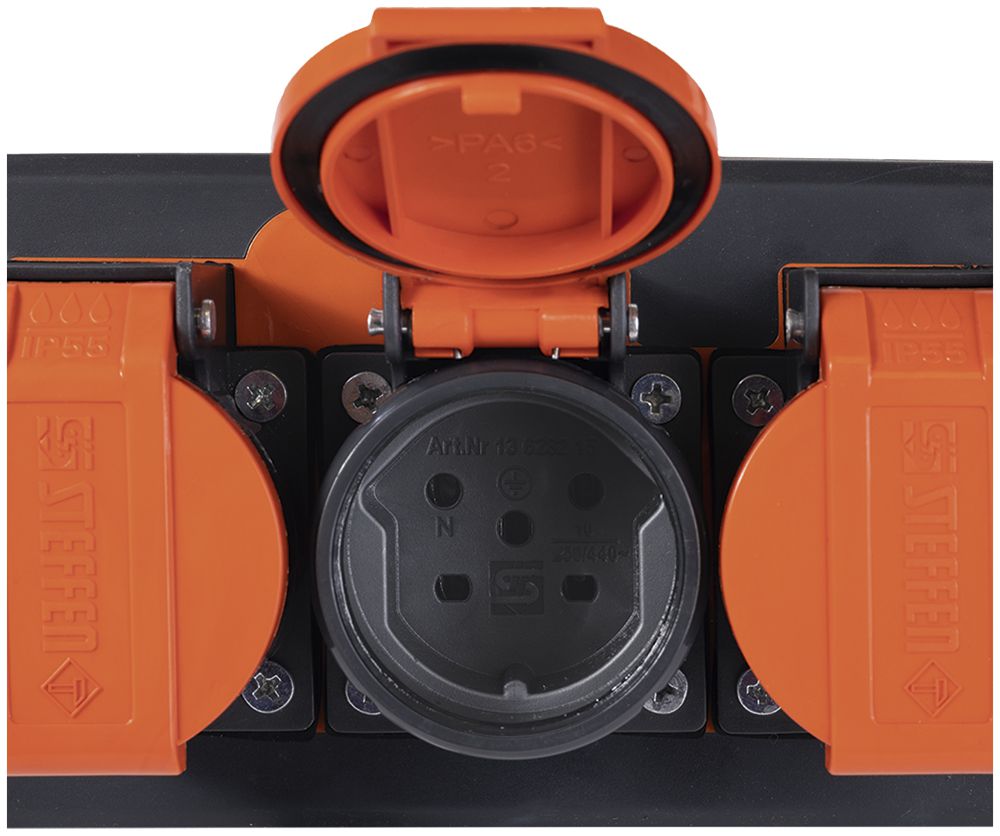 Steckdosenleiste Steffen PROFESSIONAL 3×T15 3m schwarz