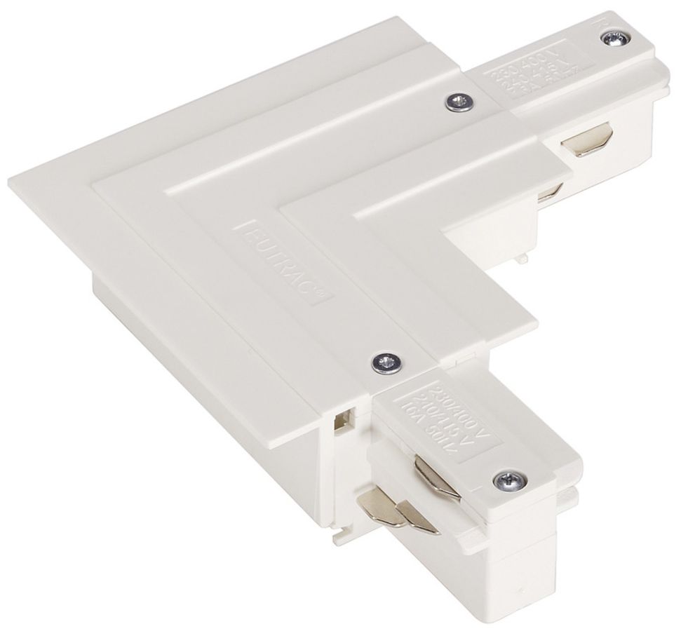 L-Verbinder SLV für EB-Stromschiene EUTRAC 3-phasig, PE aussen, weiss