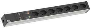 Steckdosenleiste 19" BACHMANN 7×T13 3m mit Überspannungsschutz 1HE schwarz