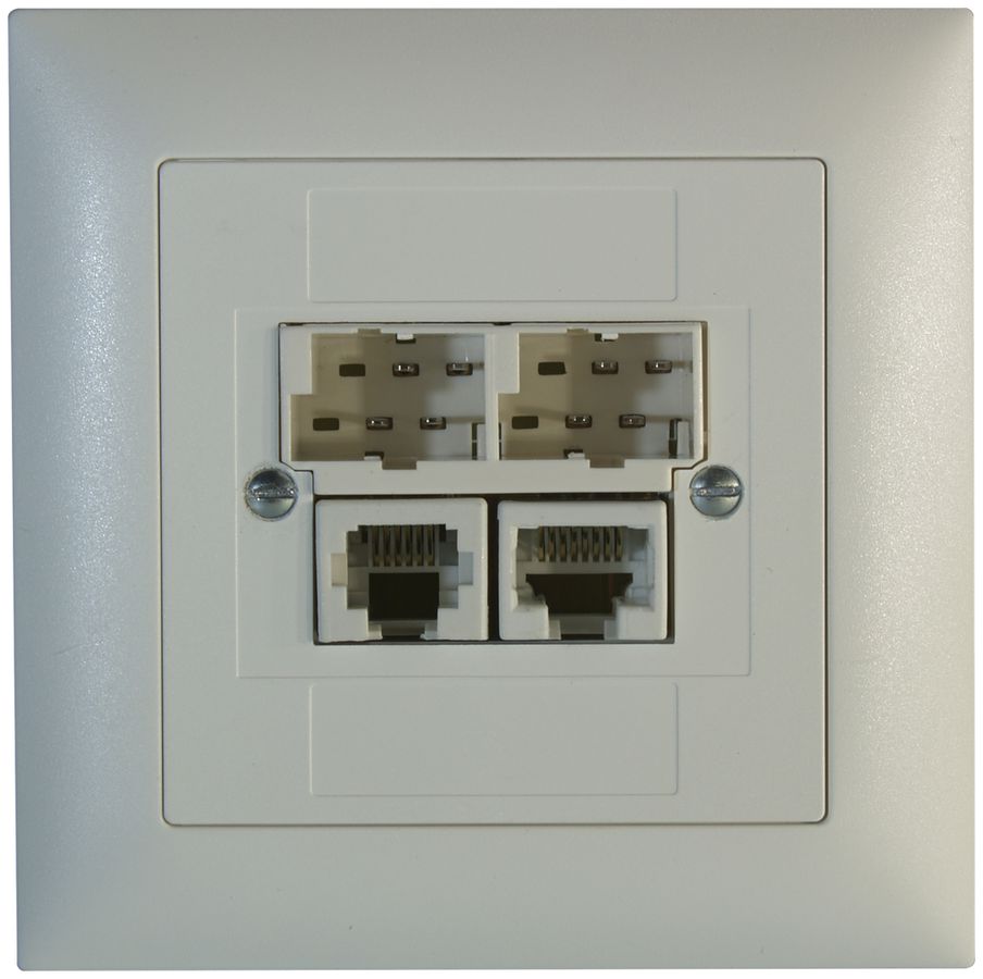 UP-Anschlussdose ADSL 2×TT/RJ45/RJ11/u ITplus EDIZIOdue weiss