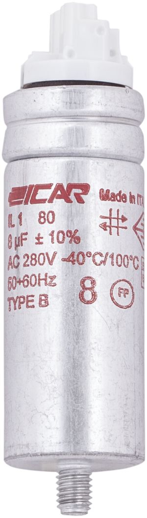 Kondensator ICAR IL 1/80 30X78MM 8µF 250V f.Leuchte (parallel) Ø30×78mm