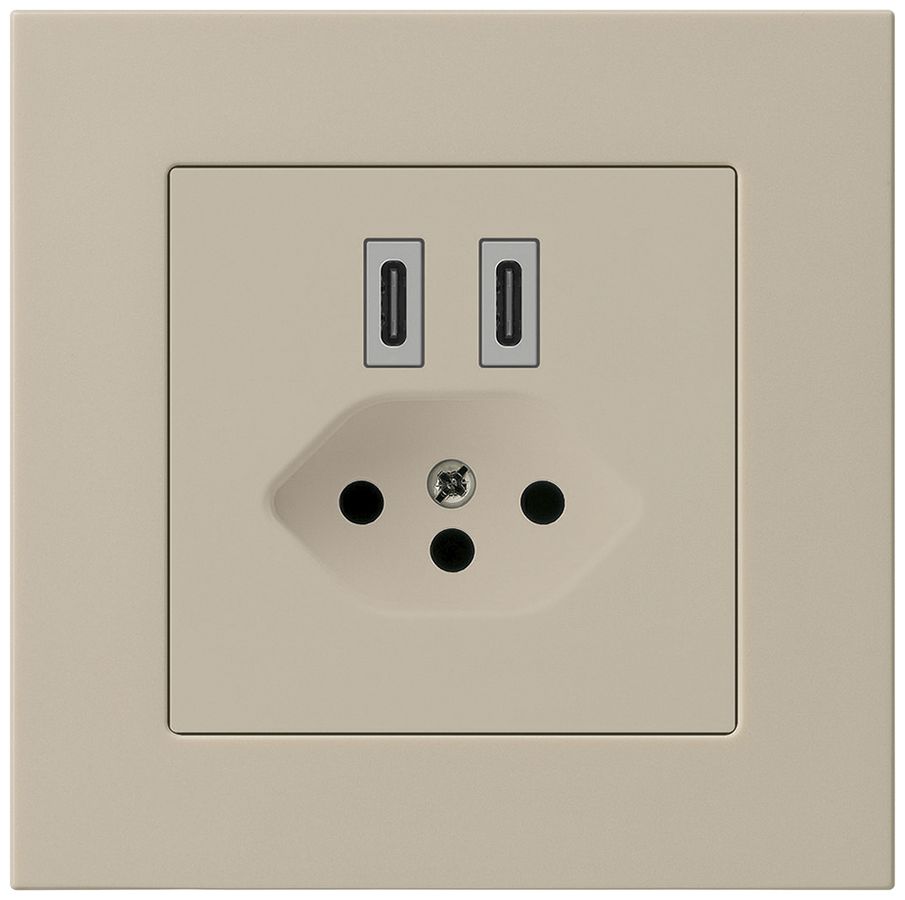 Prise de charge USB ENC Hager kallysto.pro C-C 20W+T13 5V 94×94mm beige