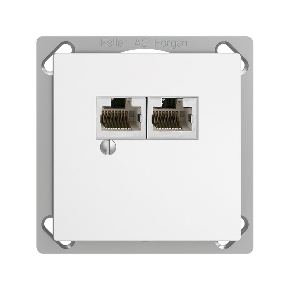 Boîte INC 2×RJ45/s 4P sép.EDIZIOdue gris clair, R&M swissline