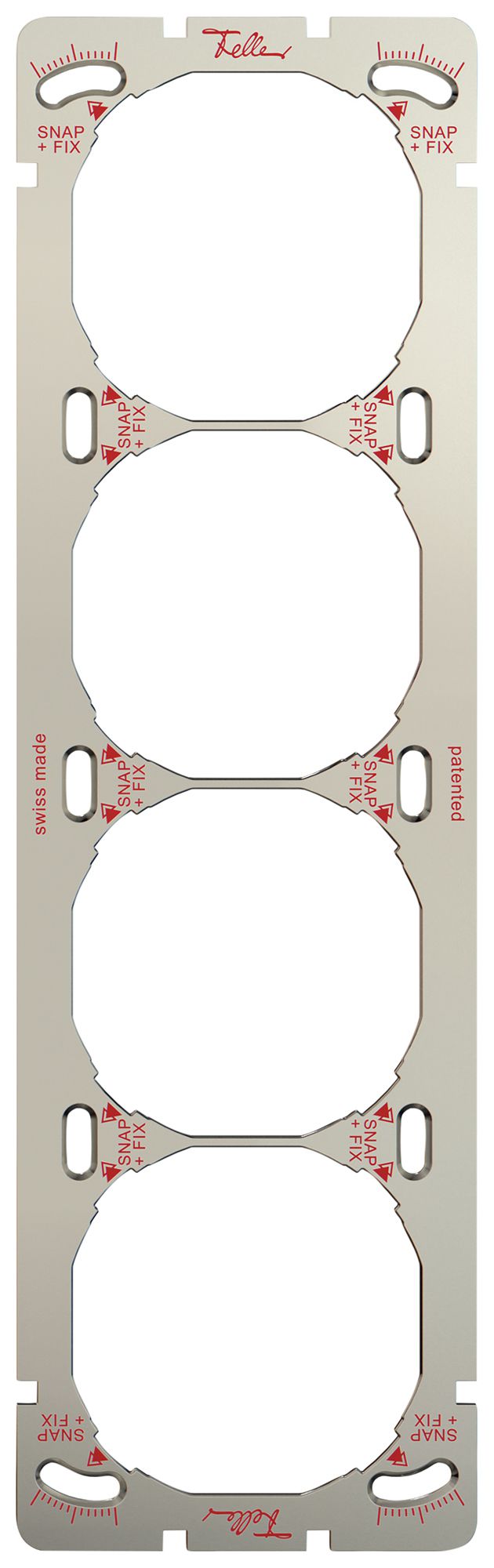 Placca di fissaggio con sistema di fissaggio SNAPFIX® 4×1 o 1×4 257×77mm
