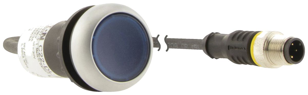 Pulsante luminoso Eaton C22-DL-B-K10-24-P1 piatto blu Ø22.5mm 1NO IP67/IP69K