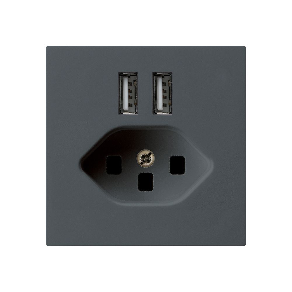 Steckdose 2×USB & T23 kallysto A 2400mA anthrazit