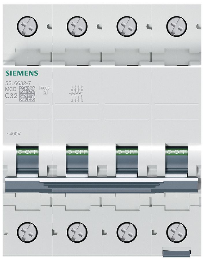 Leitungsschutzschalter Siemens SENTRON 5SL6 3LN 400V C 32A 6kA 4TE