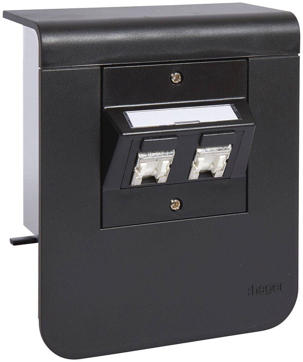 Support d'appareil Hager pour SL20055 noir, 2×cat.6