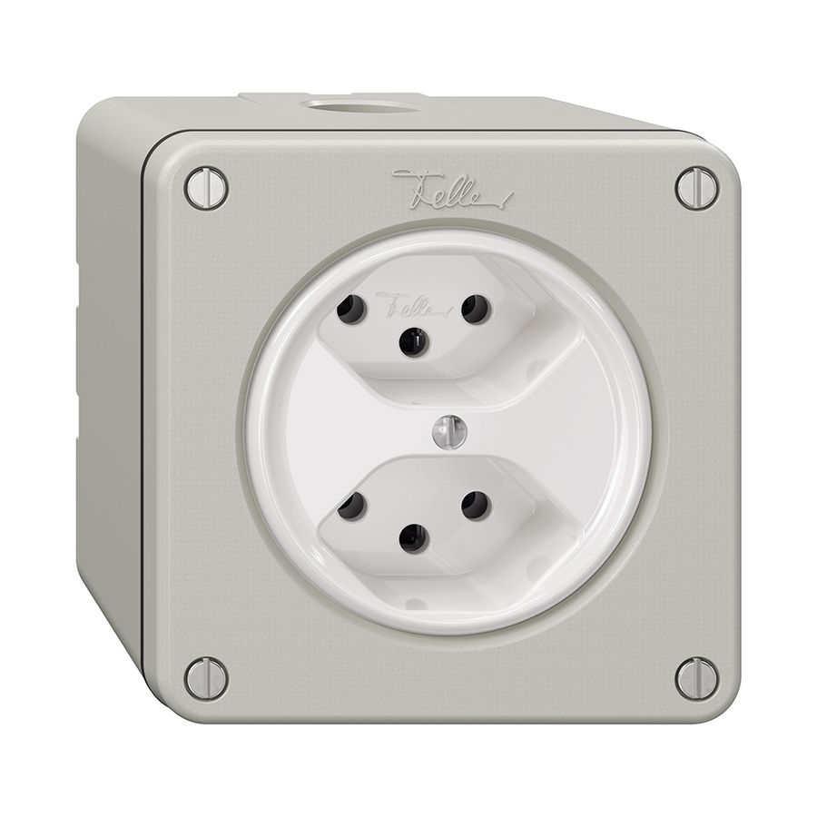 NAPU-Steckdose NEVO, 2×T13, lichtgrau