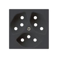 Frontplatte kallysto 3×T13 60×60mm schwarz mit Kinderschutz für Steckdose