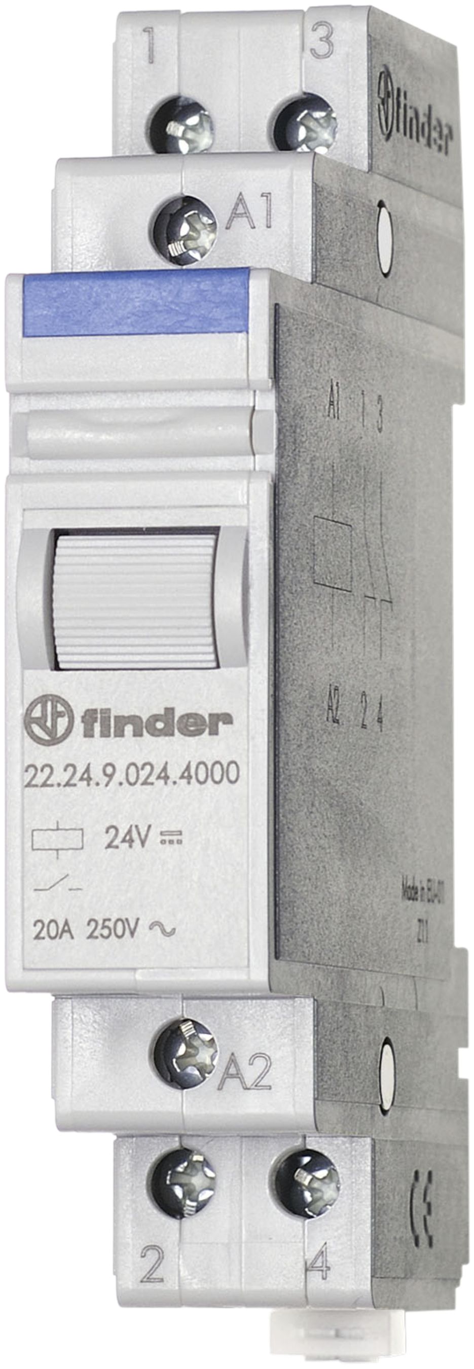 Relais de commande AMD Finder 22.24, 2O 20A/230VAC AgSnO2 4200Ω 3VA, 1UM