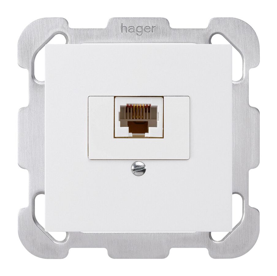 Einsatz zu Anschlussdose kallysto 1×RJ45u weiss mit Befestigungsplatte