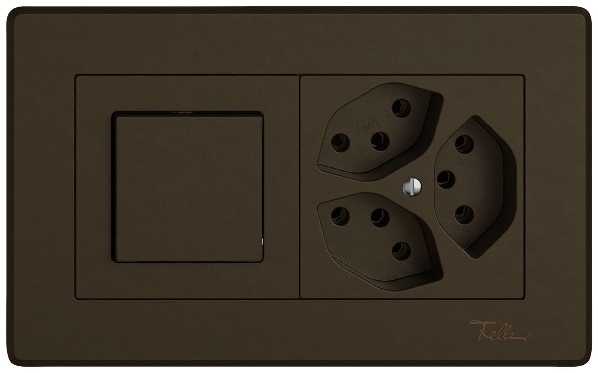 Combinazione INC EDIZIO.liv SNAPFIX® 1×2 96×156mm schema 3/1L+3×T13 marrone