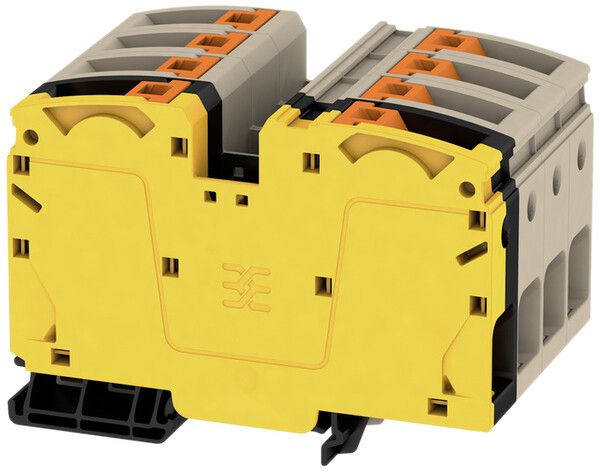 Morsetto passante Weidmüller A2C PUSH IN 8×35mm² TS35 beige/nero/giallo