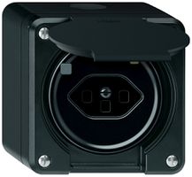 Prise FI AP robusto 1×T13 30mA 10A 250V 86×86mm IP21 noir