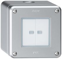 Interrupteur AP robusto IP55 schema 3/contact à poussoir 2×lumineux aluminium