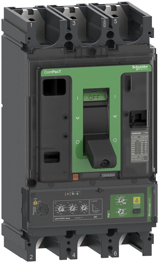 Leistungsschalter ComPacT NSX630F mit MicroLogic4.3 3P3d 250…570A 36kA