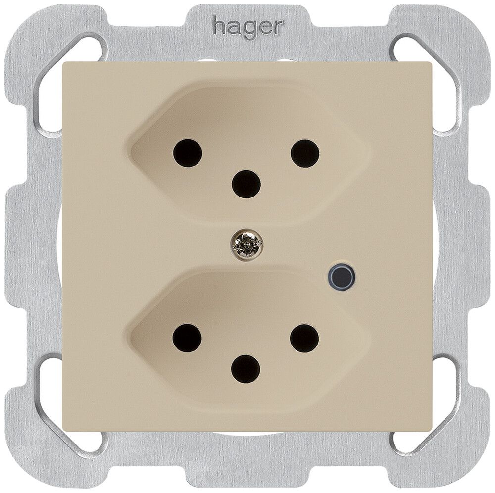 UP-Steckdose Hager kallysto 2×T13 beleuchtet B beige