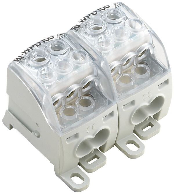 Blocco di distribuzione WM WPD 205 1P 214A 2×ingr 10×usc 1.5…25mm² 1.5…35mm²