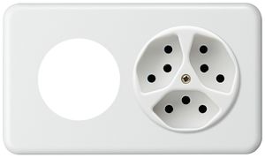 UP-Kombination Hager basico I-I waagrecht Ø43mm+Typ 13 weiss