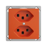 EB-Steckdose 2×T23 16A orange EDIZIOdue, mit Steckklemmen