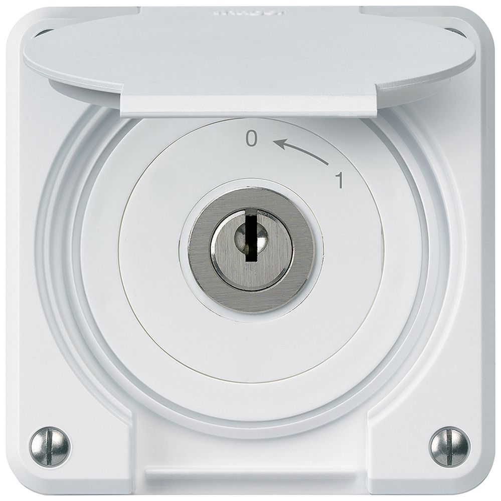 UP-Schlüsselschwenktaster robusto IP55 weiss mit Deckel 1P