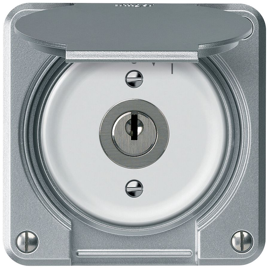 UP-Schlüsselschwenktaster robusto 1P 1NO 20A 250V 86×86mm Aluminium