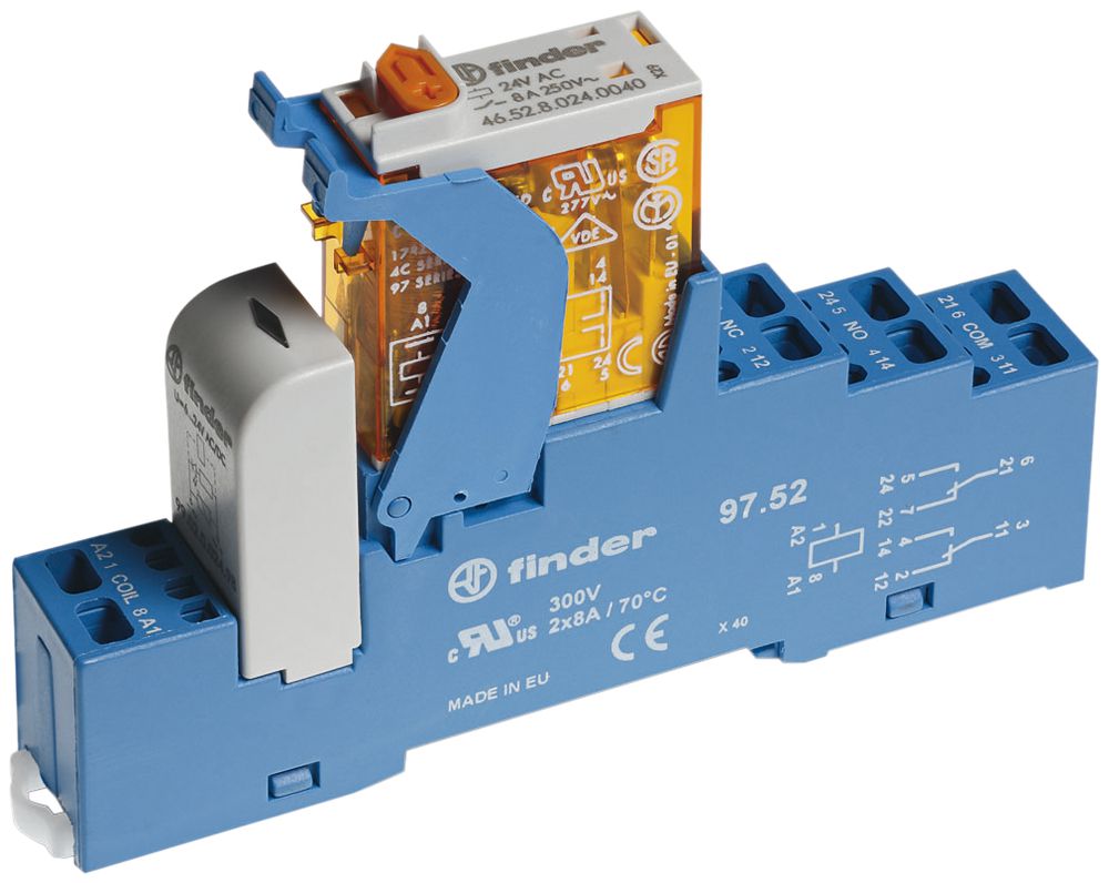 Relais couplage AMD Finder 4C, 2C 8A/110VAC AgNi bornes à ressort