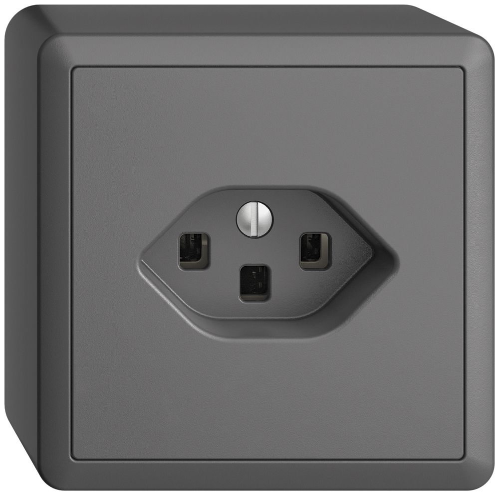 AP-Steckdose EDIZIOdue T23 16A dunkelgrau, mit Steckklemmen