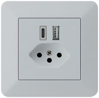 UP-USB-Ladesteckdose kallysto.trend 18W PD 1×Typ A 1×Typ C T13 hellgrau