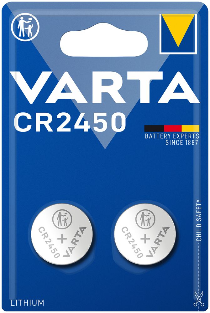 Pila bottone litio VARTA Electronics CR2450 3V blister a 2 pezzi
