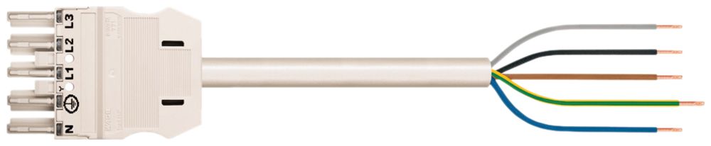 Câble de raccordement WINSTA MIDI 5×1.5mm² 16A 400V 5m cod.A prise/libre blanc