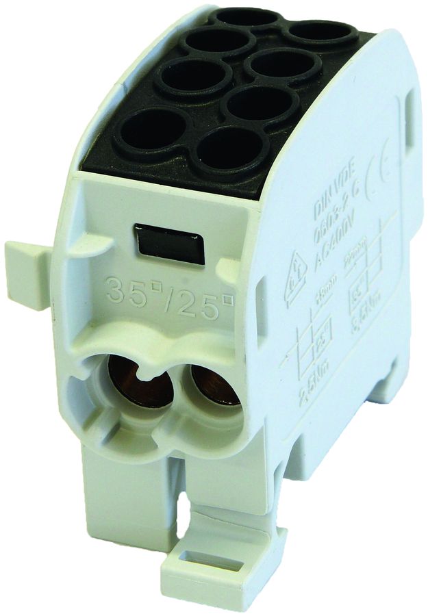 Verteilerblock Typ C 2×35/2×25mm² 125A Alu-CU schwarz