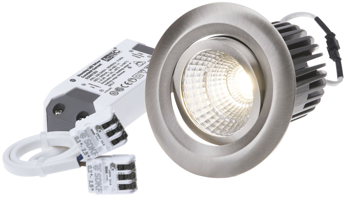 EB-LED-Spot maxLUCE MOVE 10.5W 230V DIM 830lm 927 Loch-Ø68mm 38° IP44 nickel