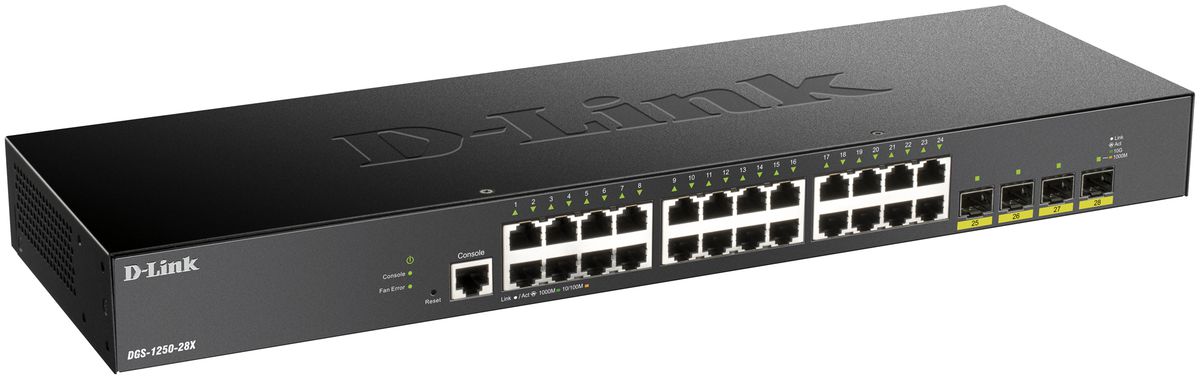 Switch D-Link DGS-1250-28X/E, 28-Port smart managed Layer2/3 Gigabit