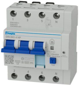 Disjoncteur différentiel DOEPKE DRCBO 4 HP 4P 400V C 32A 0.03A B+ 4.5UM 6kA