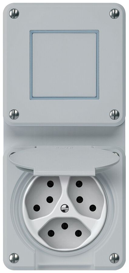 UP-Kombination robusto Wechselschalter Steckdose 3×T13 86×146mm grau