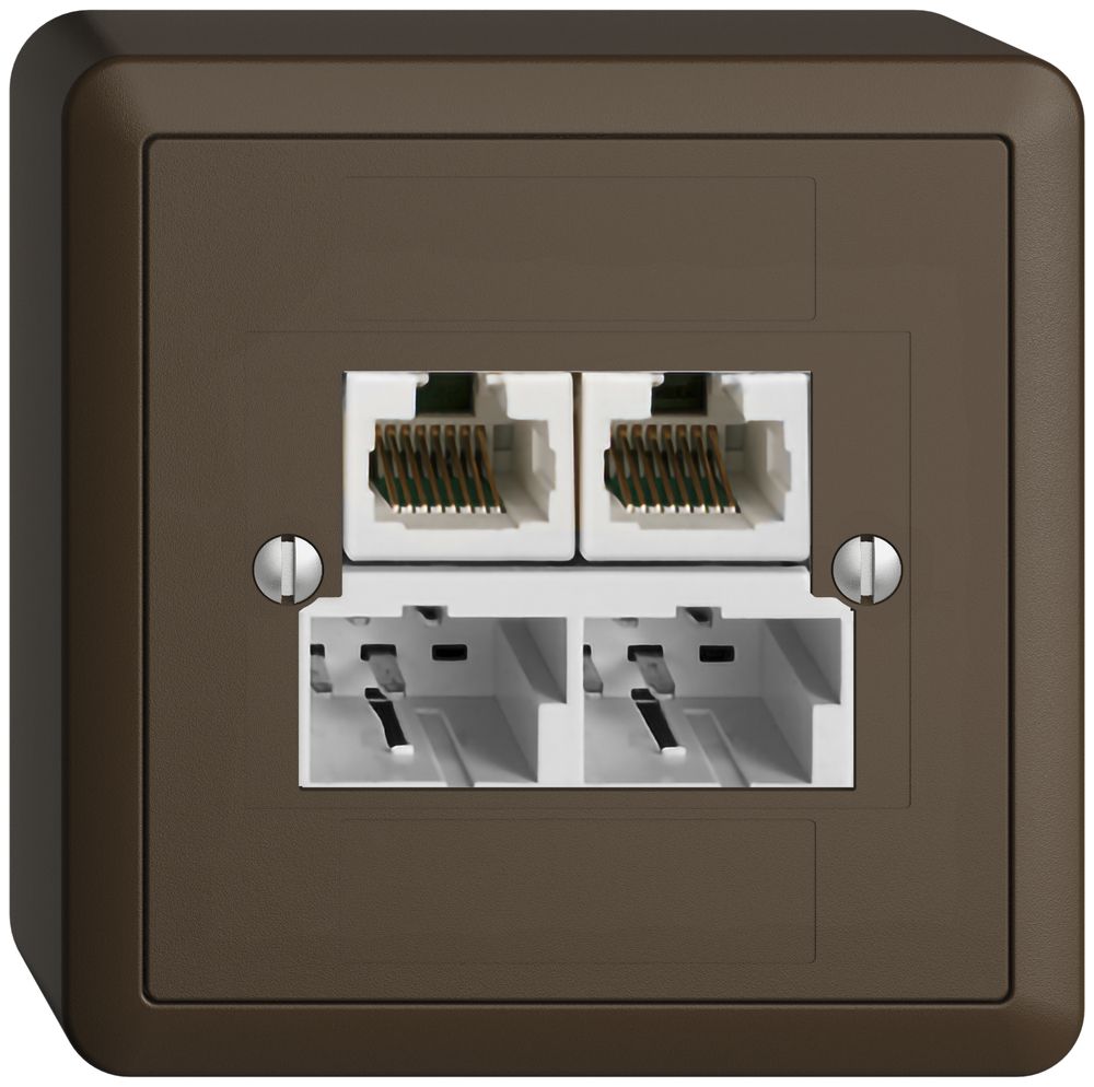 AP-Dose SOHO 2×TT/2×RJ45/u coffee getr.ITplus EDIZIOdue