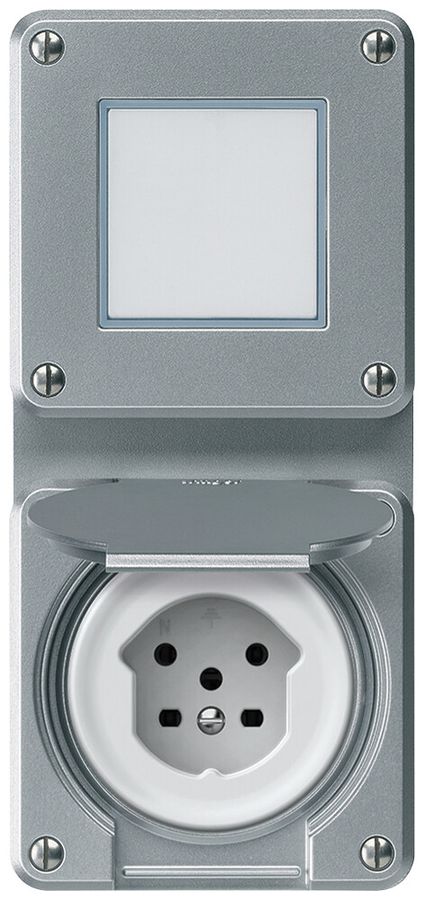 UP-Kombination robusto Wechselschalter Steckdose T15 86×146mm Aluminium