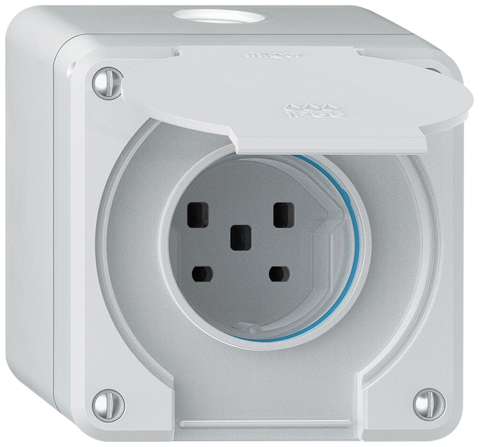 AP-Steckdose robusto 1×Typ 25 IP55 weiss